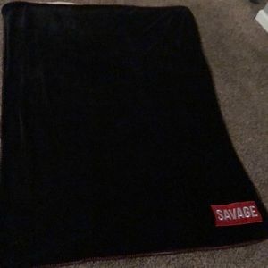 Blanket, all black Savage logo on bottom